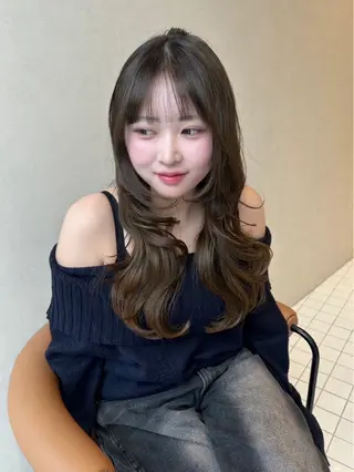 セミロング カラー ヘアアレンジ メンズ Salowin原宿ash所属・‎透明感×艶髪 ‎🫒maki🎀のヘアスタイル