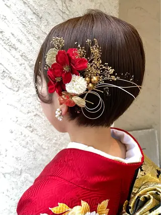 ショート ヘアアレンジ 艶髪カラー✨ デジタルパーマ✨植松のヘアスタイル