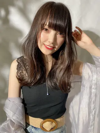 セミロング カラー 新宿✨顔周りカット 韓国ヘア/坂本亜裟海のヘアスタイル
