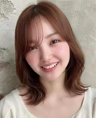 ミディアム カラー 🧡くびれヘア/前髪 顔周り🧡久原結衣のヘアスタイル