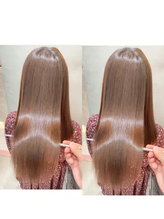 セミロング 艶カラー美髪縮毛矯正 /髪質改善✨️ユウキのヘアスタイル