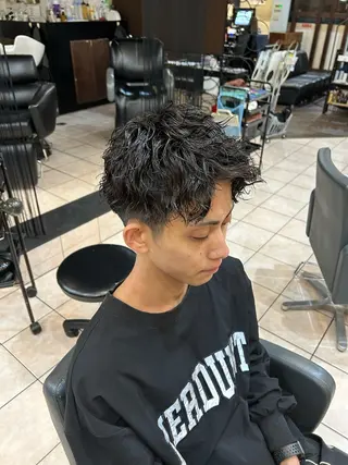 ショート パーマ メンズ 大阪/梅田/シャドウ パーマ/ノボリユウタのヘアスタイル