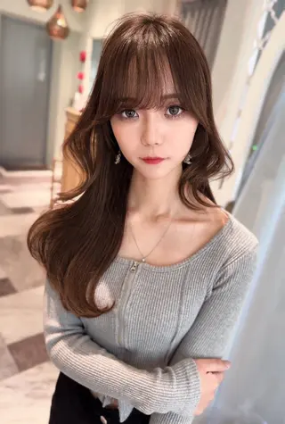 ロング カラー 木屋元一/透明感 /前髪/韓国ヘアのヘアスタイル