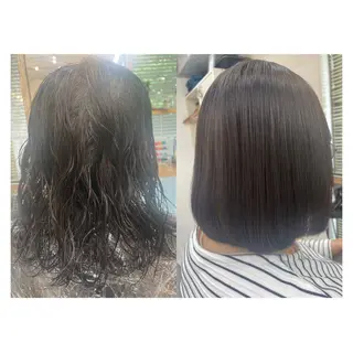 ミディアム レイヤーカット・ 縮毛矯正 星野のヘアスタイル