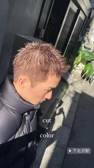 ショート カラー メンズ ニュアンスパーマ/ メンズカット田島勇樹のヘアスタイル