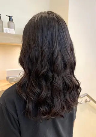 ミディアム パーマ 暖色カラー🍒スパ/ canna‎🤍のヘアスタイル