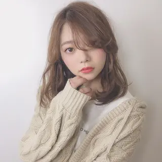 ミディアム カラー 店長/mao/ 前髪/顔周りカットのヘアスタイル