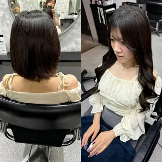 セミロング 濱川響太レディース カットモデルのヘアスタイル