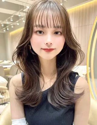 ミディアム カラー ❤️ブリーチなし💚 ダブルカラー平野実花のヘアスタイル