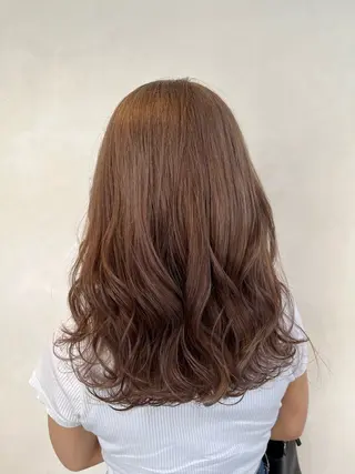 セミロング カラー 艶髪ブリーチ/レイヤ ー/竹本幸希のヘアスタイル