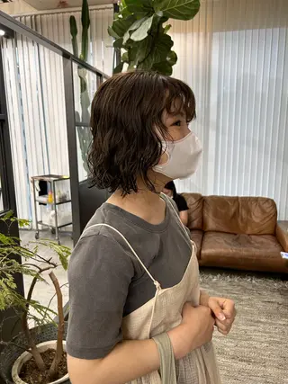 ミディアム カラー パーマ 小川真歩/パーマ /暖色オリーブのヘアスタイル