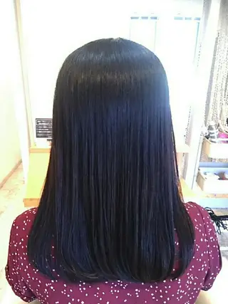 カラー ロング ブリーチなしWカラー /酸性ストレート河本のヘアスタイル