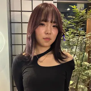 セミロング ハイトーン/レイヤー カット/TAKEのヘアスタイル