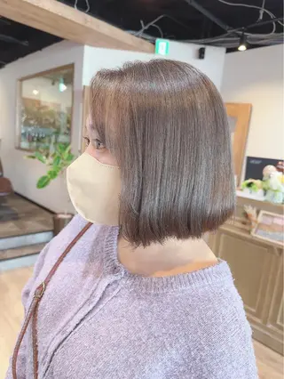 ミディアム カラー 髪質改善&ストレート ‪✂︎‬鈴木青樹のヘアスタイル