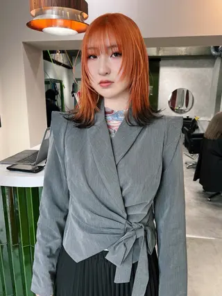 セミロング カラー 🧡色落ちまで2度綺 麗なカラー🧡ヨシキのヘアスタイル