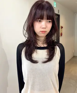 ロング カラー mizuki/ピンク ベージュ.レイヤーのヘアスタイル