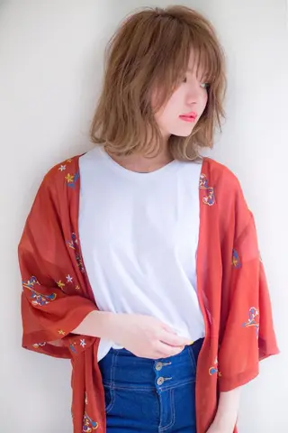 セミロング カラー パーマ ヘアアレンジ キッズ マツエク・マツパ レイヤー＆カラー 人気美容師倉崎涼のヘアスタイル