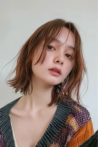 ミディアム 最新ケアカラー 髪質改善YUTOのヘアスタイル