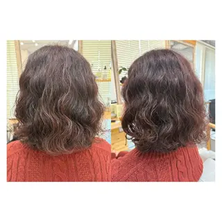 ミディアム レイヤーカット・ 縮毛矯正 星野のヘアスタイル