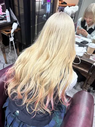 ロング カラー コテ巻き風パーマ レイヤーカット ぱるのヘアスタイル