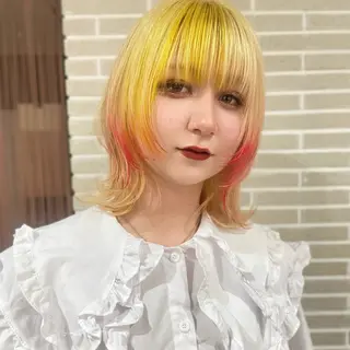 ミディアム カラー レイヤーカット⭐️ ブリーチ桑原 日花理のヘアスタイル