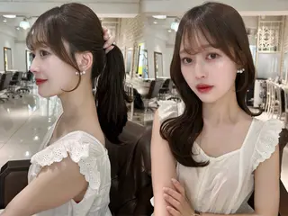 ロング Rinkaアレンジ/ 顔まわり/縮毛矯正のヘアスタイル