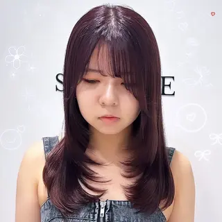 セミロング カラー ヘアセット/暖色 /レイヤー 山田寛菜のヘアスタイル