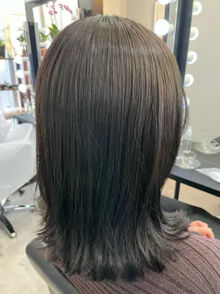 ミディアム カラー ブリーチなし透明感 タケザワミキのヘアスタイル