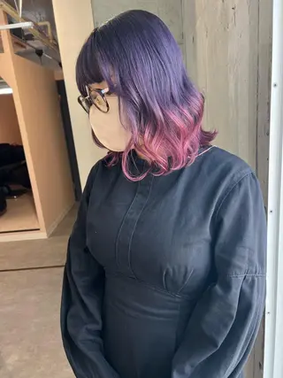 ミディアム カラー lani ブリーチ /ダブルカラーのヘアスタイル