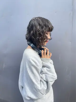 ミディアム パーマ ウルフレイヤー エクステ/kokiのヘアスタイル