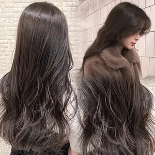 セミロング カラー ヘアアレンジ 赤み消し🫧韓国ヘア 🫧藤岡誠也のヘアスタイル