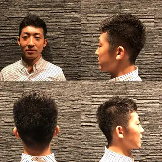 ショート メンズカットフェード パーマ/前山竜貴のヘアスタイル