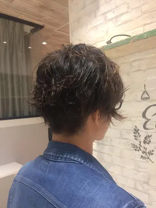 ミディアム パーマ メンズ Kobayashi ハイライト/ショートのヘアスタイル