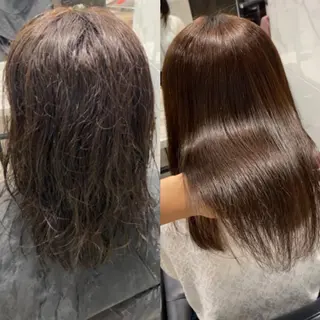 セミロング パーマ ヘアアレンジ youres hair東新宿店所属・新宿⌇韓国風ヘア ⌇透明感カラーのヘアスタイル