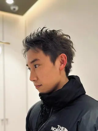 ショート カラー メンズ スパイキーショート 大人パーマ 丸山のヘアスタイル