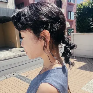 ミディアム パーマ ヘアアレンジ ニュアンスヘア chinariのヘアスタイル