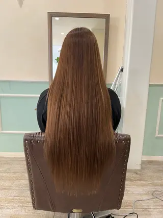 ロング カラー ショートボブモデル縮 毛艶髪津田パーマのヘアスタイル