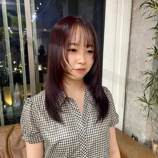 セミロング カラー 大下 心渚 /ブリーチ/艶カラーのヘアスタイル