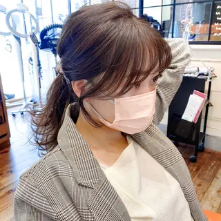セミロング カラー 顔周り/くびれヘア 韓国ヘア💕風間るなのヘアスタイル