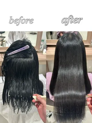 ロング パーマ 《艶髪縮毛矯正》 かのん☽⑅ ˖のヘアスタイル