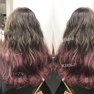 ミディアム ハイトーン髪質改善 家中貴典のヘアスタイル