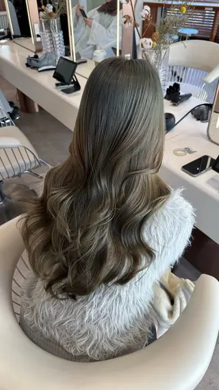 ロング カラー パーマ 韓国レイヤー🇰🇷 韓国研修◎渋谷カイトのヘアスタイル