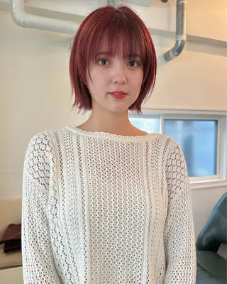 ミディアム カラー 似合わせカット ケアパーマ喜来雅由のヘアスタイル