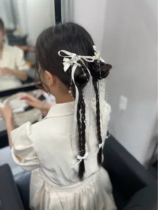 ロング ヘアアレンジ 𝙃𝘼𝙍𝙐🎀 韓国×エクステのヘアスタイル