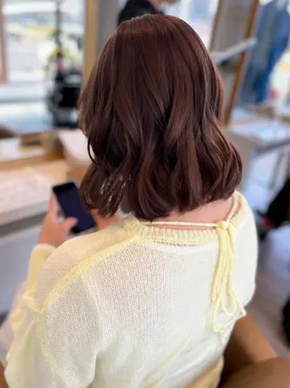 ミディアム カラー yui🥀/ボブ /ブリーチなしカラーのヘアスタイル