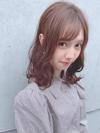 ミディアム カラー パーマ ヘアアレンジ 【公式】amble luxe池袋東口🩷のヘアスタイル