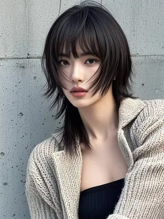 ミディアム ウルフカット 811 大阪梅田 ウルフのヘアスタイル