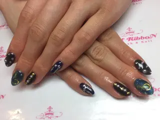 ネイル ネイルリボン 受付スタッフのネイルデザイン
