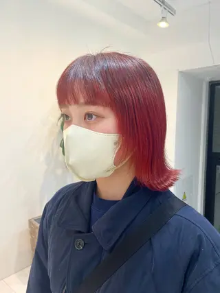 ミディアム カラー 暖色カラー🍒 ケアブリーチ/akiのヘアスタイル
