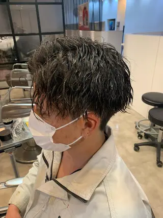 ショート メンズ メンズパーマ/難波/ 心斎橋　室園亮佑のヘアスタイル